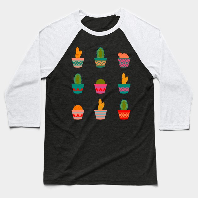 Neon potted cacti Baseball T-Shirt by CocoDes